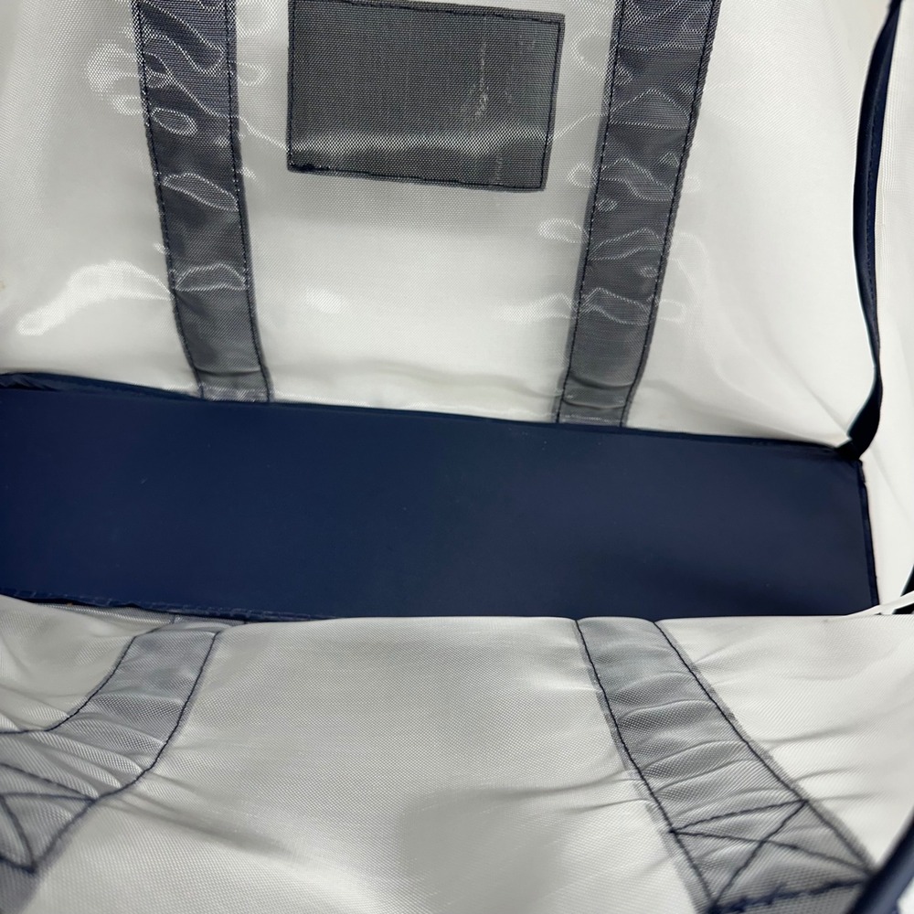 Ralph Lauren Mesh Tote Bag White Navy Blue Sailboat Nautical Coastal - Picture 5 of 8